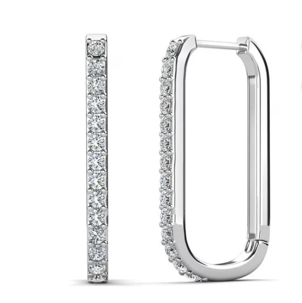 Cate & Chloe Nadia 18k White Gold Plated 24mm Hoop Earrings with Cryst